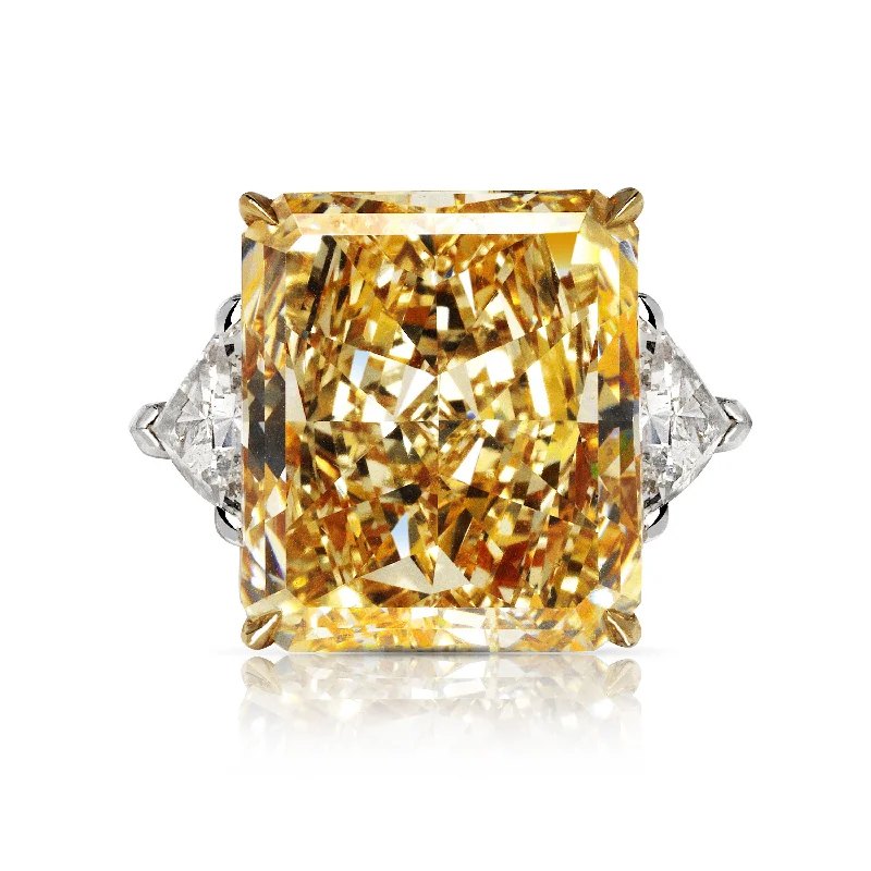 Cluster - Style Women's Diamond Rings with Multiple Small Diamonds Arranged in a Stunning PatternVERONA 23 CARAT RADIANT CUT FANCY YELLOW COLOR VS1 CLARITY DIAMOND ENGAGEMENT RING PLATINUM & 18K GOLD GIA CERTIFIED 20 CT FY VS1 BY MIKE NEKTA