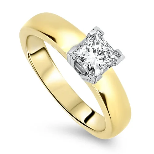 Cluster - Style Women's Diamond Rings with Multiple Small Diamonds Arranged in a Stunning Pattern0.76ct Princess Cut Diamond Ring Handmade in 18ct Yellow Gold