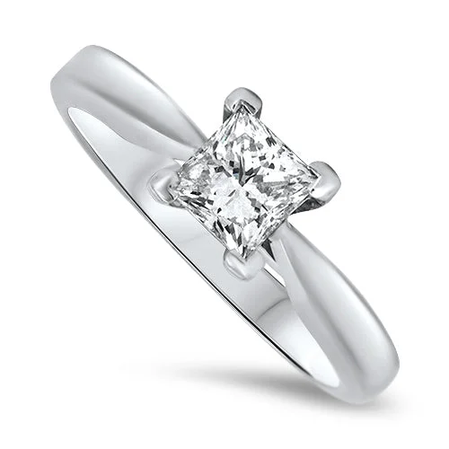 Women's Diamond Rings with Side - Stone Pave Setting for a Sparkling and Continuous Shine0.71ct Diamond Solitaire Ring in 18k White Gold