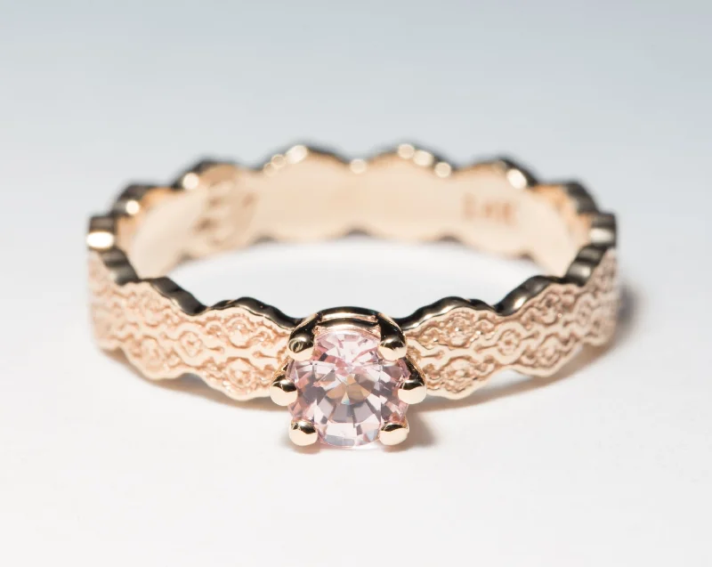 Amethyst and diamond engagement ring in a 18K gold and silver two - tone setting14K Rose Gold Lace Engagement Ring with a Pink Morganite - Size 5.5