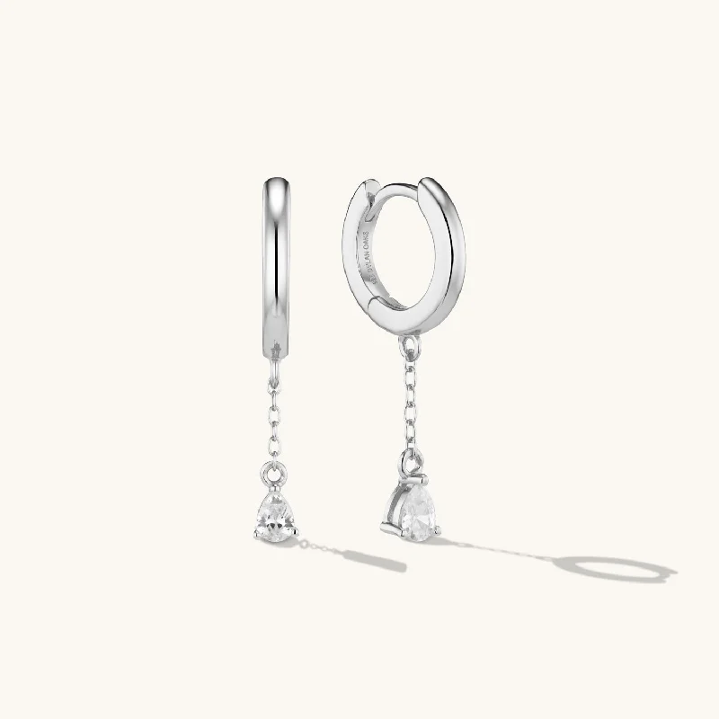 Sterling silver hoop earringsMidi Crystal Drop Hoop Earrings Silver