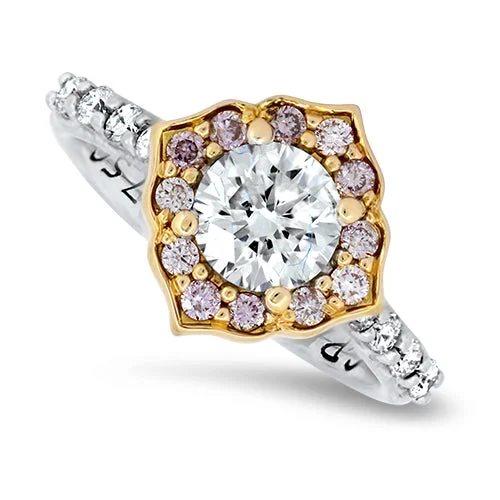 Tennis - Style Women's Diamond Rings with a Continuous Row of Diamonds for a Classic and Versatile Look1.44ct Diamond Ring with Natural Pink Diamonds Halo Set in 18k White Gold