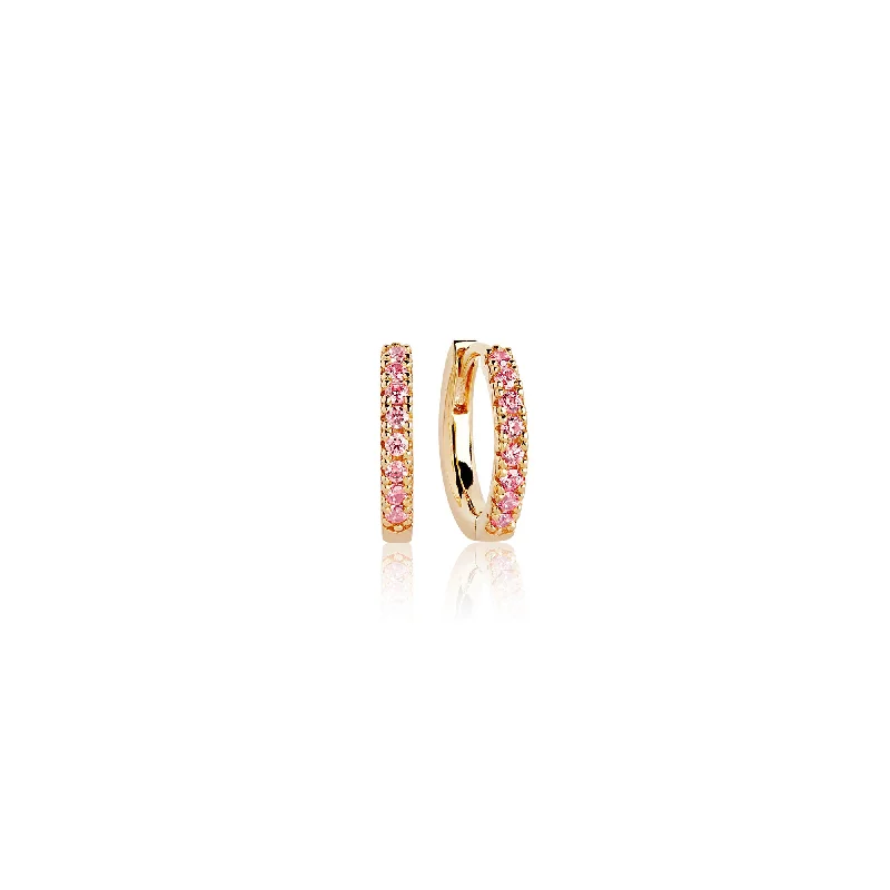 Diamond hoop earringsEllera Gold Plated Hoops w. Pink Zirconias 14 mm