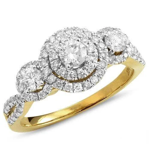 Cushion - Cut Women's Diamond Rings in Platinum with a Soft and Romantic Appearance14KY1.00CTW DIAMOND 3-STONE RING