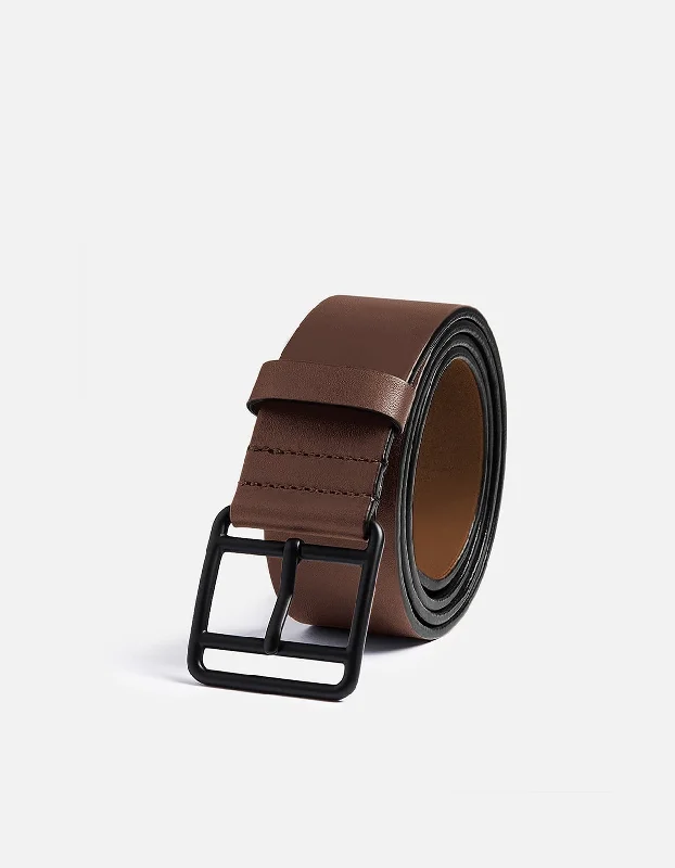 Art Deco - Inspired Women's Rings with Geometric Shapes in 14K GoldBrown Leather Belt, Noir Buckle