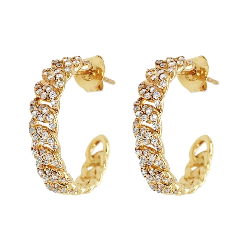 Gold hoop earringsCurb Large Gold Plated Hoops w. Zirconia