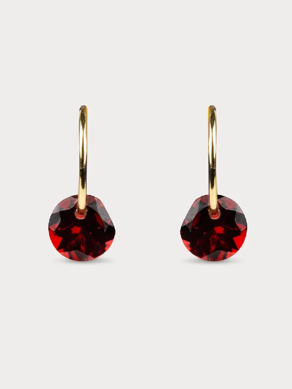 Gold hoop earringsRose Cut Red Garnet Hoops