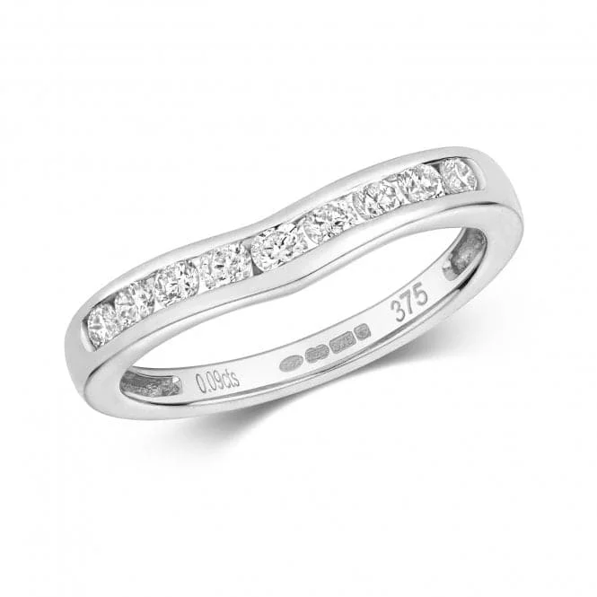 Open - Band Fashion Rings in Sterling Silver with Gemstone InlaysDiamond Jewellery 9k White Gold Diamond Channel Set Wishbone Ring RD149W