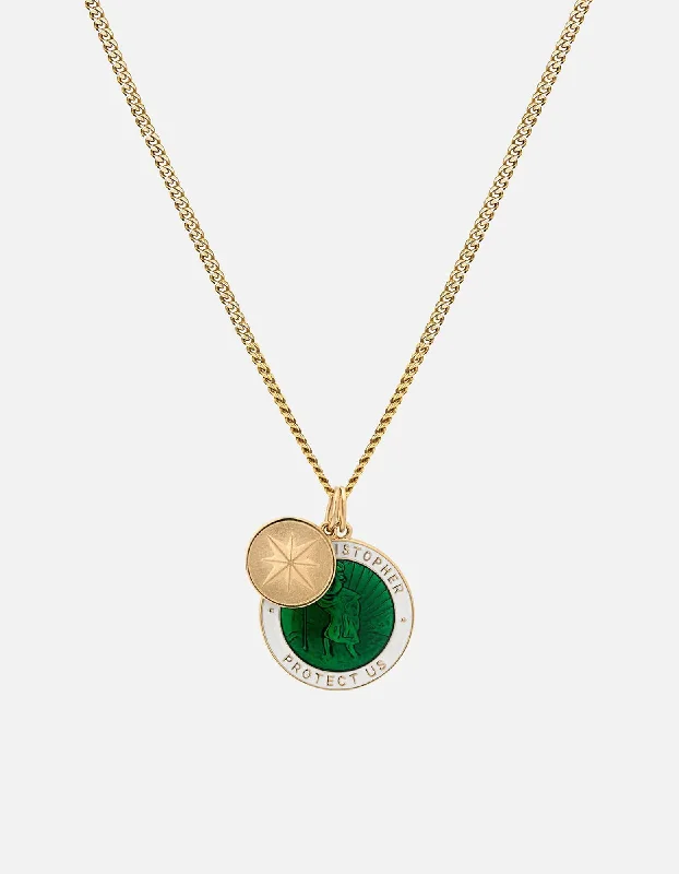 Silicone Women's Rings for a Comfortable and Durable OptionSaint Christopher Surf Necklace, Gold/Emerald Green/White