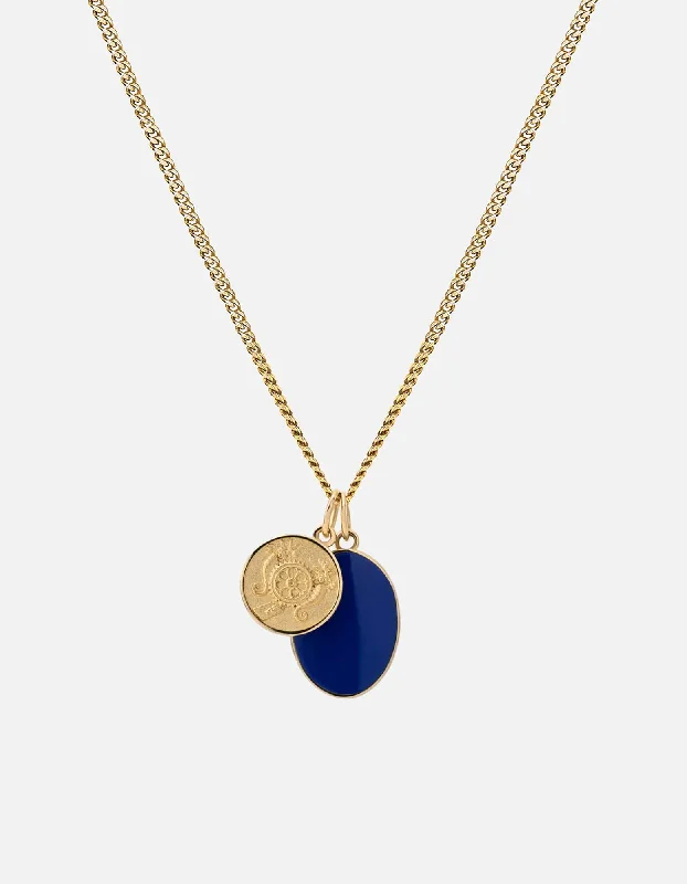 Art Deco - Inspired Women's Rings with Geometric Shapes in 14K GoldHeritage Necklace, Gold Vermeil/Blue