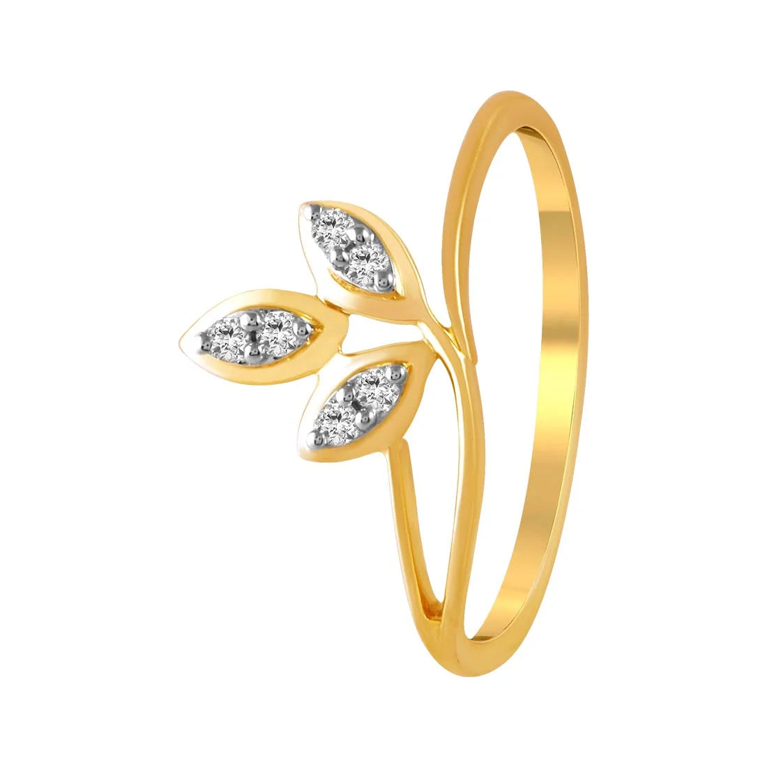 Heart - Shaped Women's Diamond Rings in Rose Gold for a Romantic and Symbolic Gift14K Gold Ring With A Diamond-studded Three-leaf Motif In The Centre