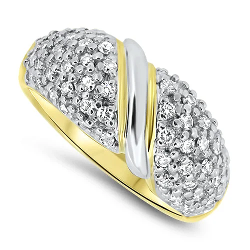 Pear - Shaped Women's Diamond Rings in Yellow Gold with a Single - Diamond Pendant Look1.00ct Diamond Cluster Ring in 18ct Yellow Gold