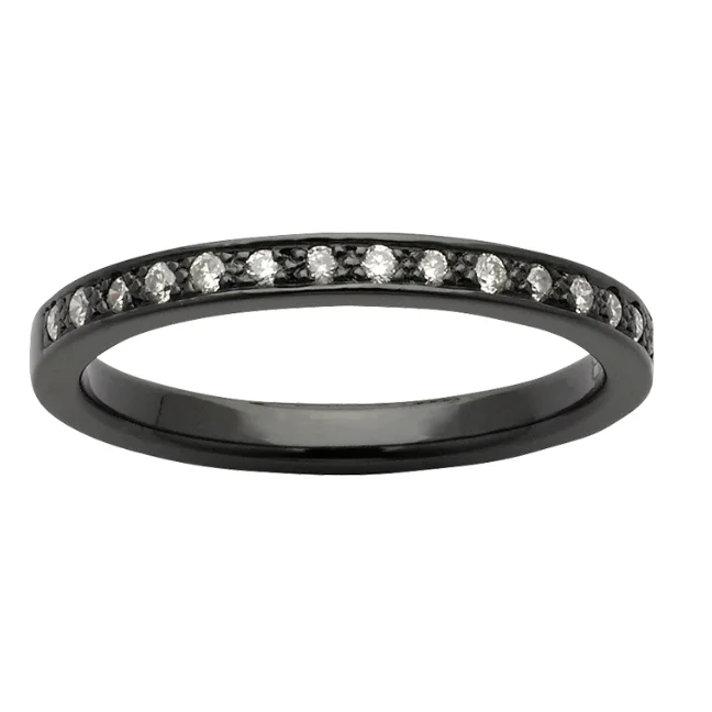 Magnetic Clasp Women's Rings for Easy Wearing and RemovalCustom Black Zirconium and Diamond Women's Ring