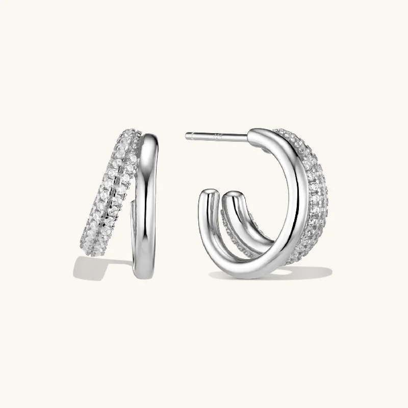 Huggie hoop earringsDuo Layered Hoops Silver