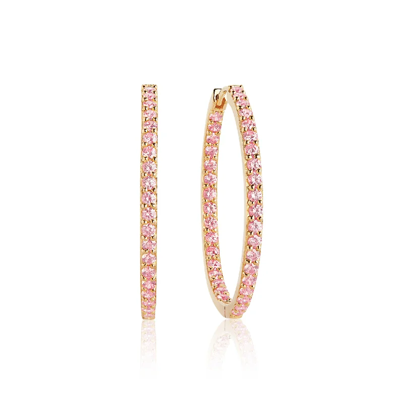 Hoop earrings for womenValiano Gold Plated Hoops w. Pink Zirconias