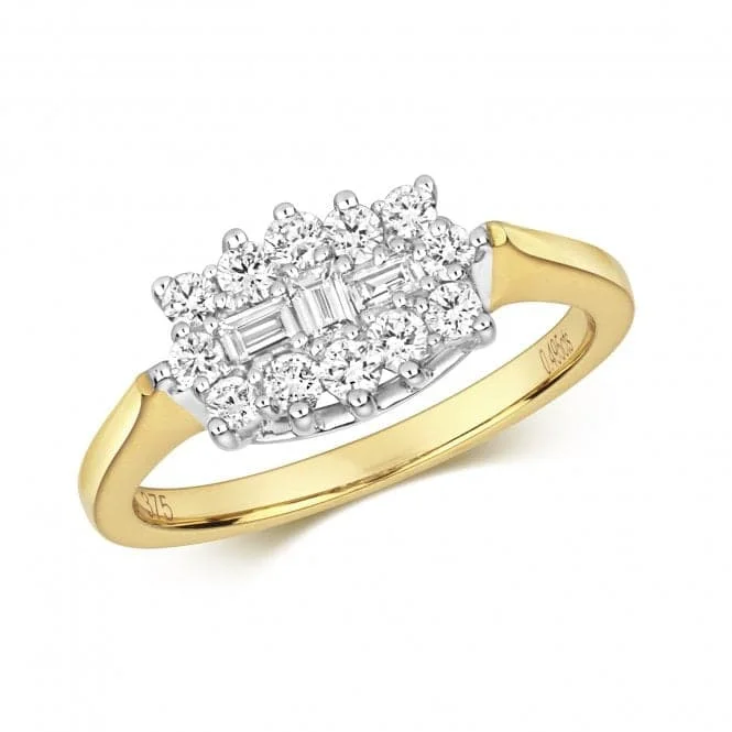 Statement - Making Fashion Rings in Gold - Plated Brass with Oversized Cubic Zirconia StonesDiamond Jewellery 9k Gold Ring with 0.50CT Diamond Cluster RD313