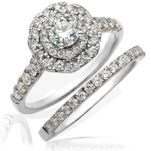 Marquise - Cut Women's Diamond Rings in Palladium for a Unique and Elongated ShapeJDTK-RG5753W-14KW 1.5CTW DIAMOND BRIDAL SET - DOUBLE OCTAGON