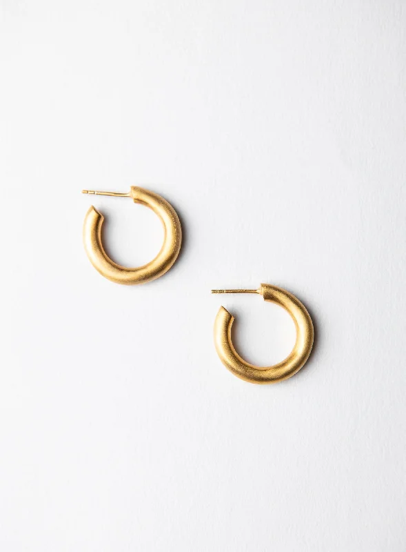 Statement hoop earringsMedium Matte 14K Gold Plated Hoops