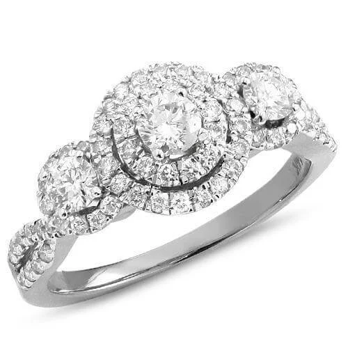 Cluster - Style Women's Diamond Rings with Multiple Small Diamonds Arranged in a Stunning Pattern14KW 1.00CTW DIAMOND 3-STONE RING