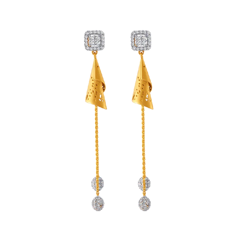 Women's Diamond Rings with Side - Stone Pave Setting for a Sparkling and Continuous Shine18KT (750) Yellow Gold And Solitaire Jhumki Earrings For Women