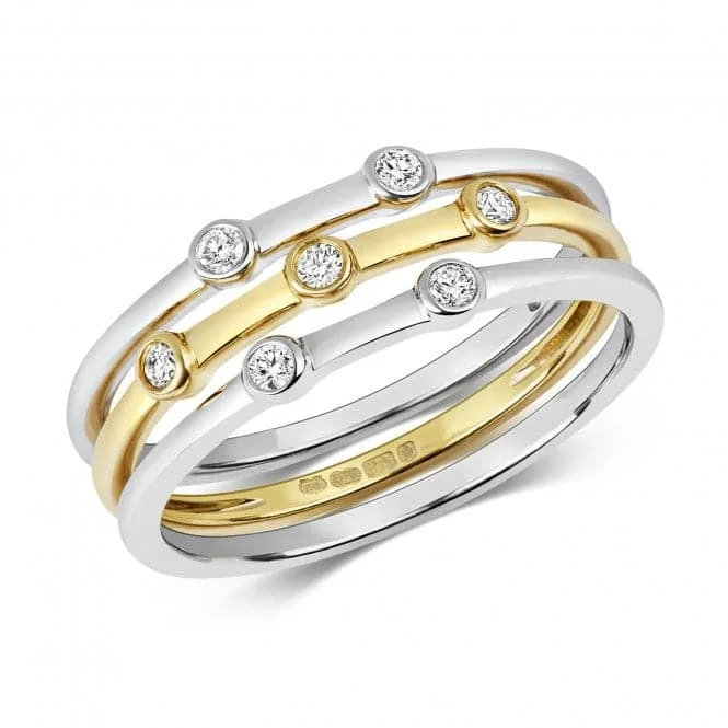 Chunky Fashion Rings in Copper with Geometric Patterns for a Bold AccessoryDiamond Jewellery 9ct 3-Ring Set Diamond Detail in White & Yellow Gold RD199