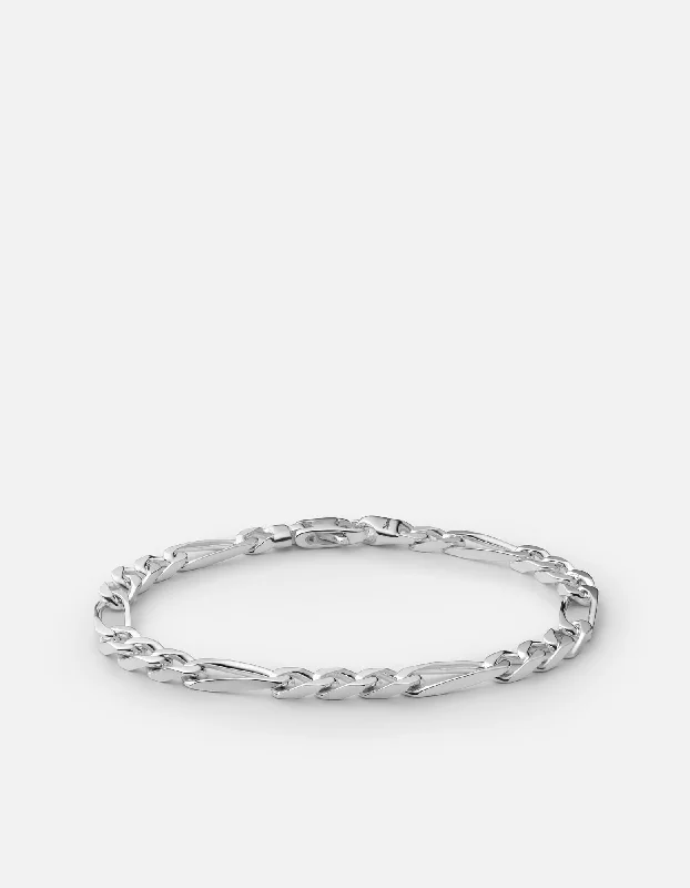 Art Deco - Inspired Women's Rings with Geometric Shapes in 14K Gold5mm Figaro Chain Bracelet, Sterling Silver