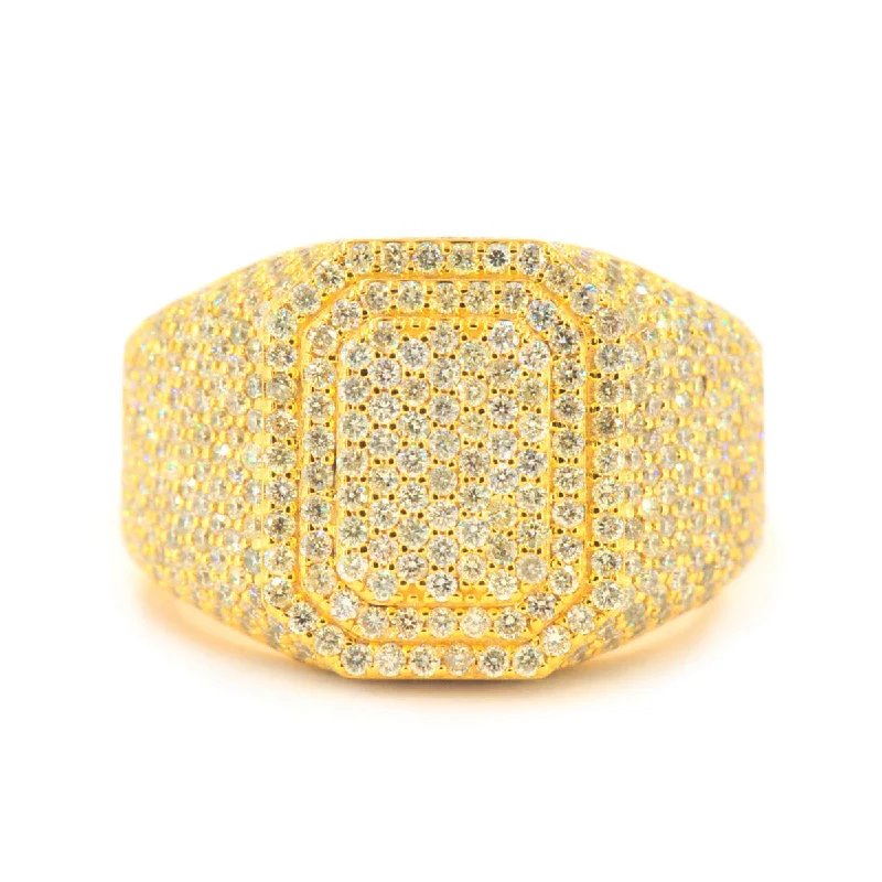 Pear - Shaped Women's Diamond Rings in Yellow Gold with a Single - Diamond Pendant LookCustom Gold 3.5cttw Round Pave Diamond Mens Ring