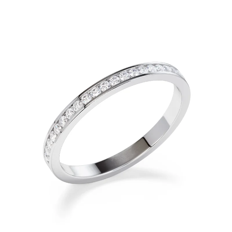 Marquise - cut diamond engagement ring with a split - shank band in platinum2mm Channel Set Round Diamond Eternity Ring