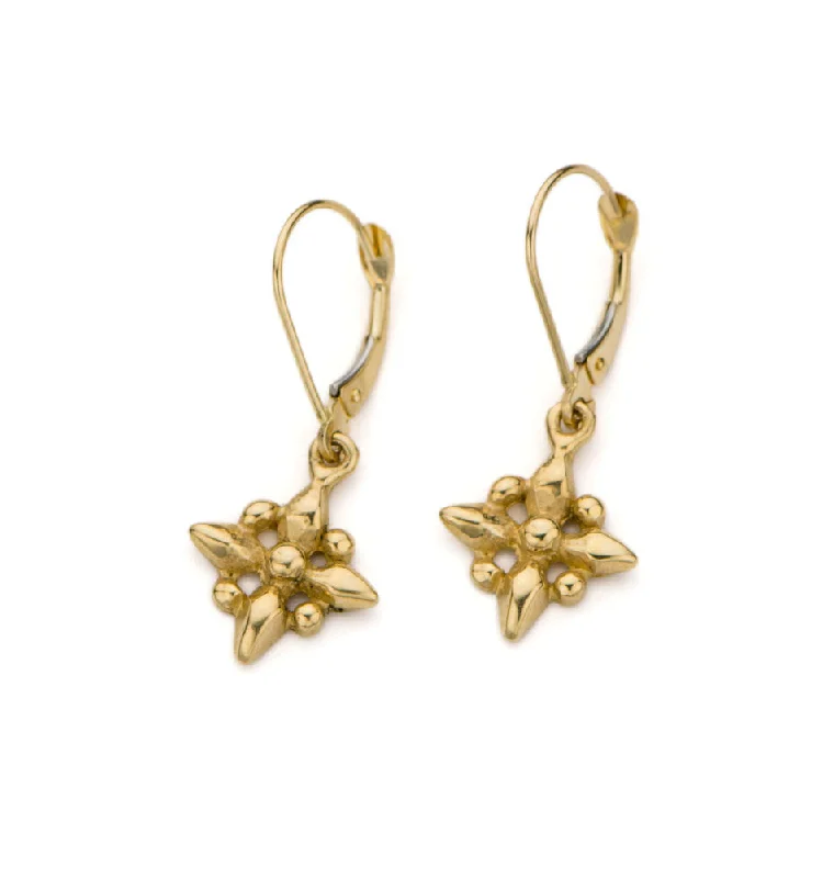 Handmade drop earrings with artisanal craftsmanship14kt gold -Little Petal Drop