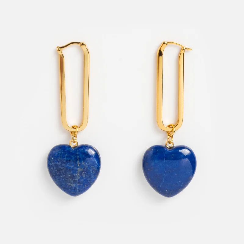 Crystal - adorned drop earrings for a glamorous lookGemma Lapis Heart Hoop Earrings