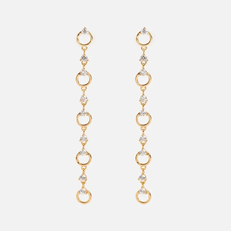 Geometric - shaped drop earrings with a contemporary designCrystal Circle Linear Drop Earrings