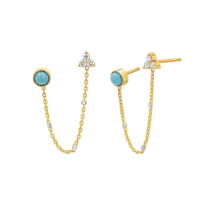 Crystal - adorned drop earrings for a glamorous lookTurquoise & Diamond Duo Drop Earring