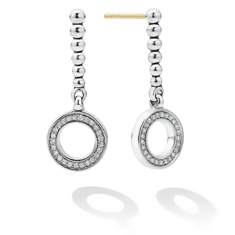 Everyday - wear drop earrings in simple and elegant designsCaviar Spark Drop Circle Diamond Earrings