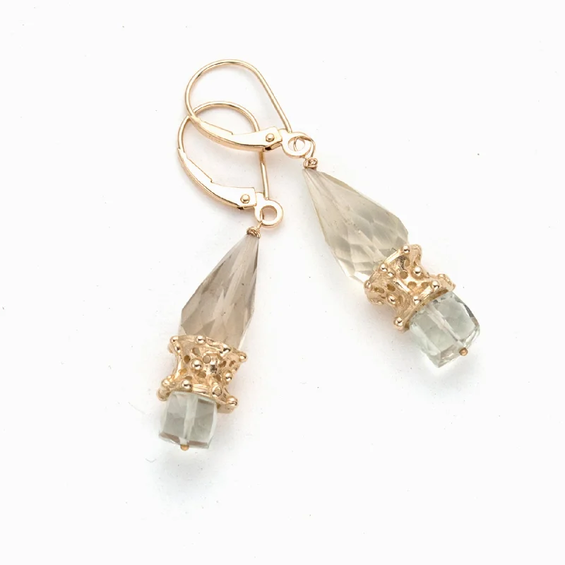 Statement - making drop earrings for special occasions14kt Double Stone Drop