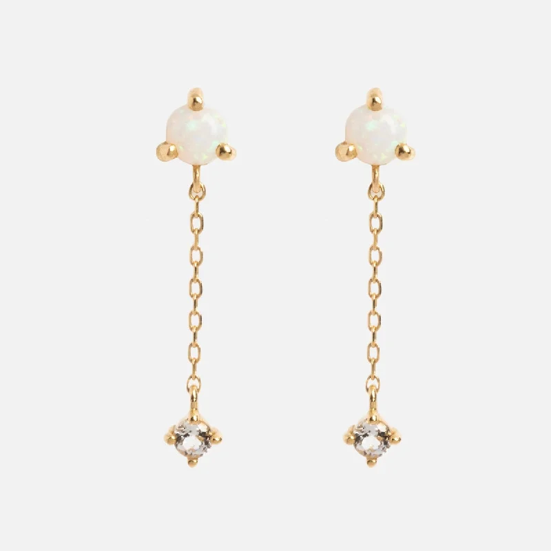 Tourmaline drop earrings in a spectrum of colorsSolid Gold Delicate Opal Drop Studs