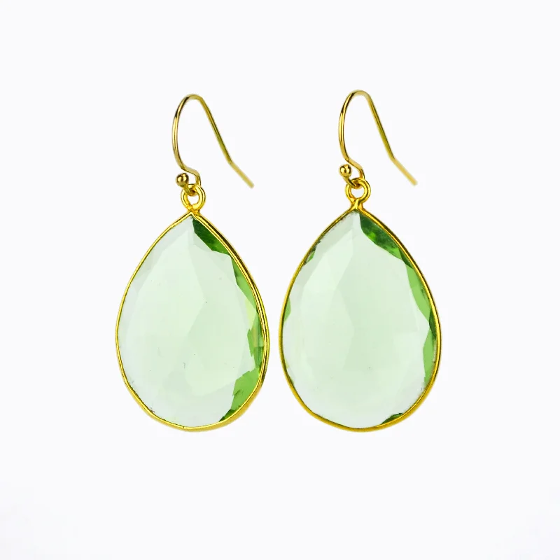 Geometric - shaped drop earrings with a contemporary designFaceted Green Amethyst Bezel Set Earrings - February Birthstone