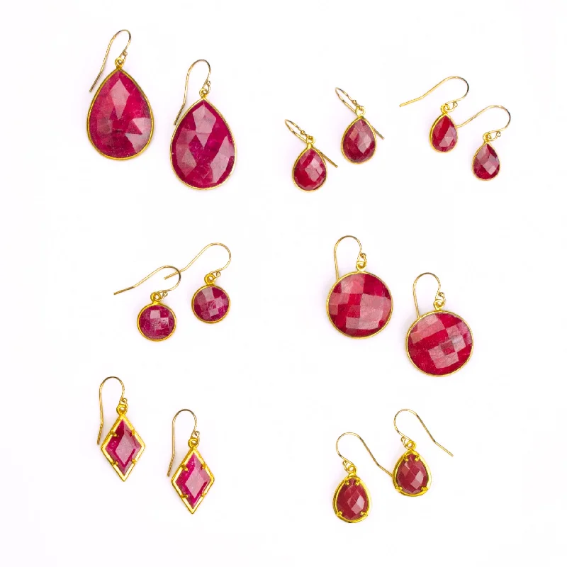 Matte - finish drop earrings for a sophisticated and understated lookRuby Earrings : July Birthstone