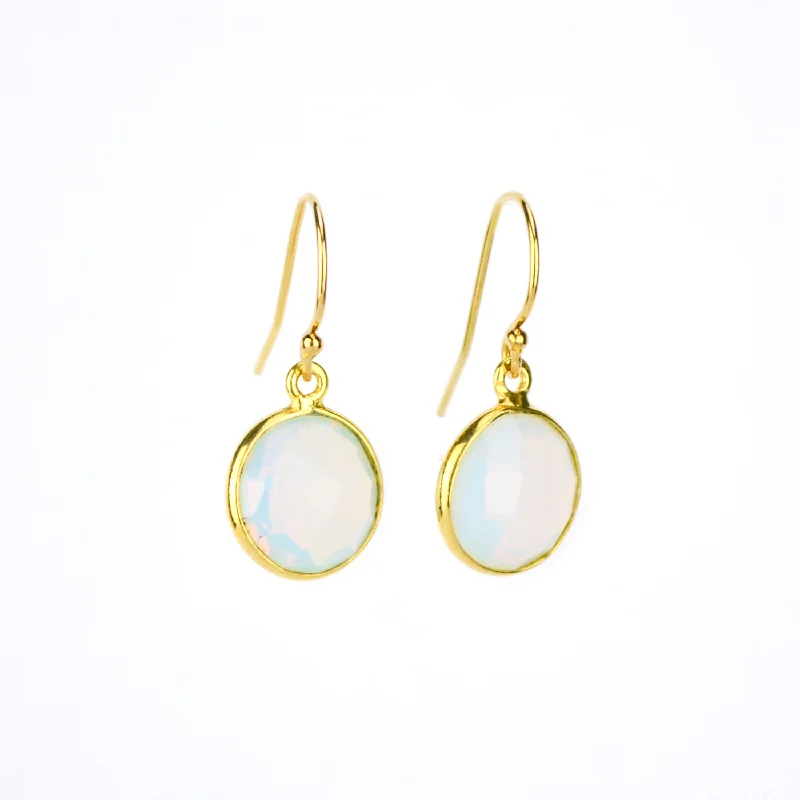 Turquoise drop earrings with a southwestern charmOpalite bezel set Earrings  - October Birthstone