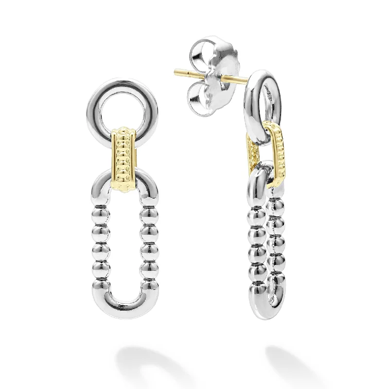 Gold - plated drop earrings with a modern twistSignature Caviar Two-Tone Link Drop Earrings