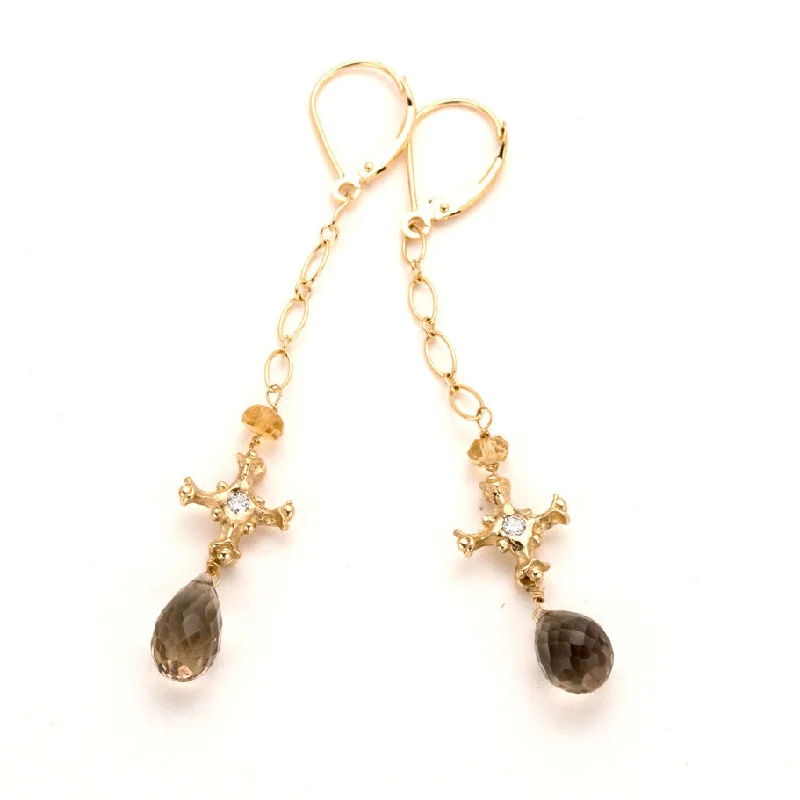 Garnet drop earrings in deep red tones14kt - Little Gem Drops