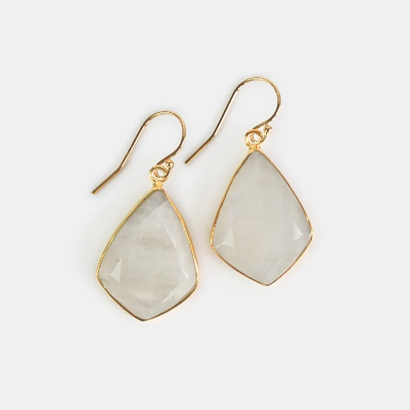 Heart - shaped drop earrings for a loving and charming lookNatural Grey Moonstone Statement Earrings