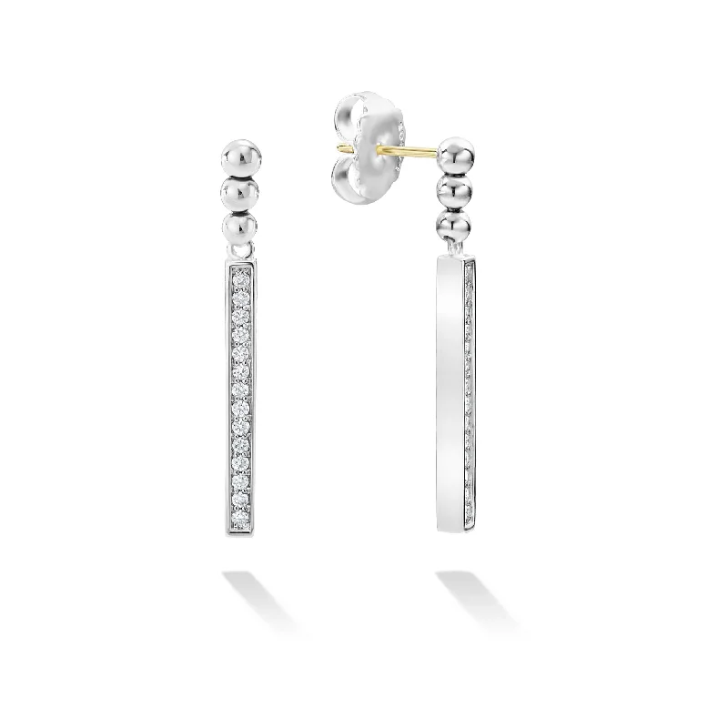 Opal drop earrings with iridescent play - of - colorCaviar Spark Linear Diamond Earrings