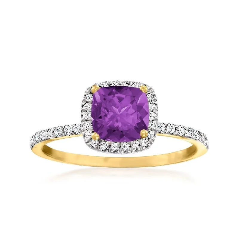 Iolite Gemstone Rings in 10K Gold with a Twisted Band for a Distinctive and Stylish Accessory14k Yellow Gold African Amethyst and Diamond Cushion Halo Engagement Ring (1/4cttw, H-I Color, I1-I2 Clarity),