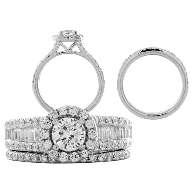 Cluster Engagement Rings with Multiple Small Diamonds Arranged in a Stunning Design2 CTW Diamond Halo Bridal Set Ring in 14KT White Gold