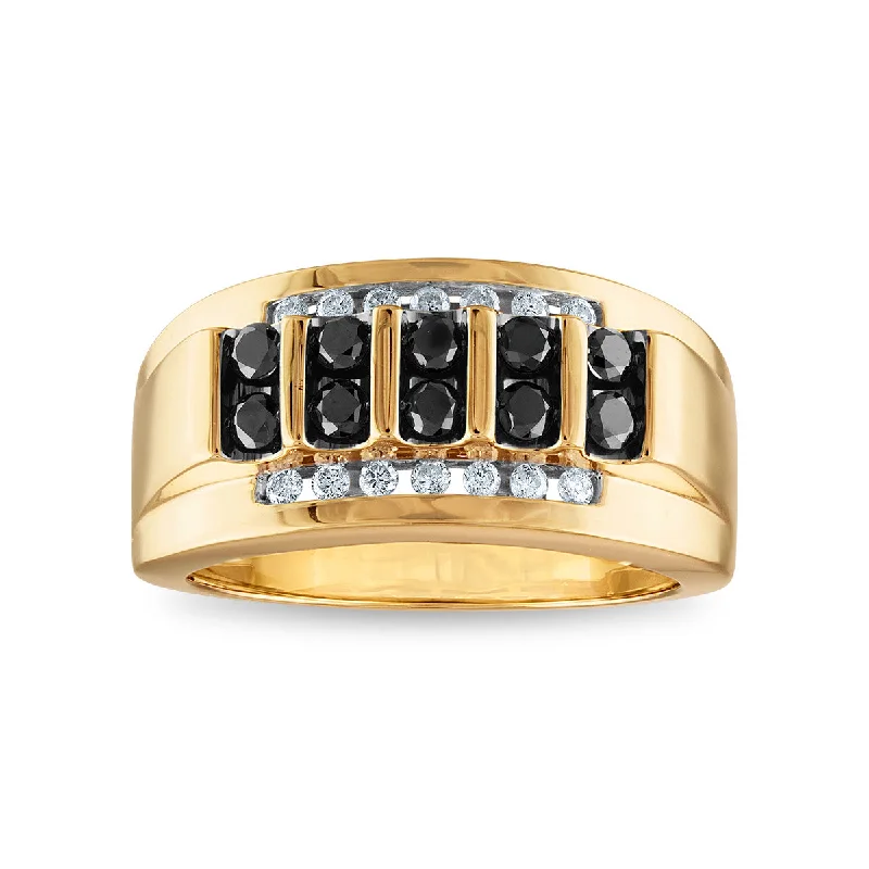 Matte - Black Ceramic Wedding Bands with a Polished Edge for a Sleek and Modern Appearance3/4 CTW Diamond Ring in 10KT Yellow Gold