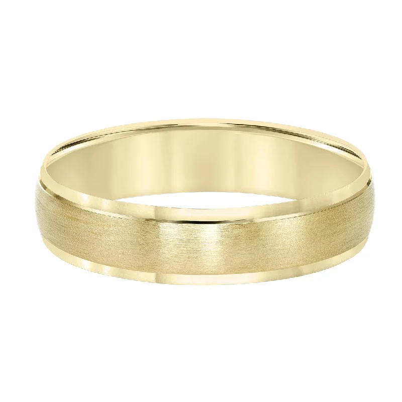 Moissanite - Set Wedding Bands in Yellow Gold for a Sparkling and Ethical Alternative to Diamonds7MM Satin Finish Wedding Ring in 10KT Gold.