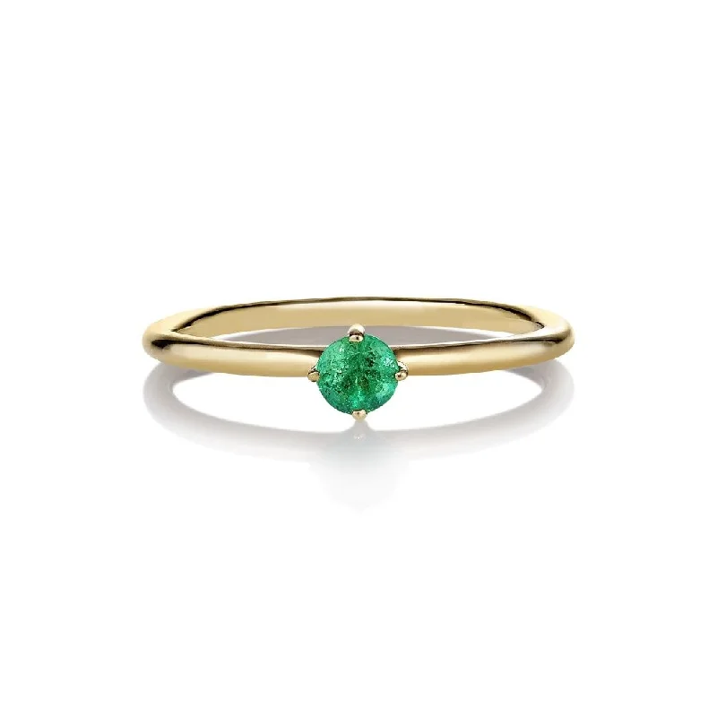 Art Deco - Inspired Wedding Bands with Geometric Patterns in Platinum for a Retro and Glamorous StyleMalene 3.5 Green 14K Gold Ring w. Emerald