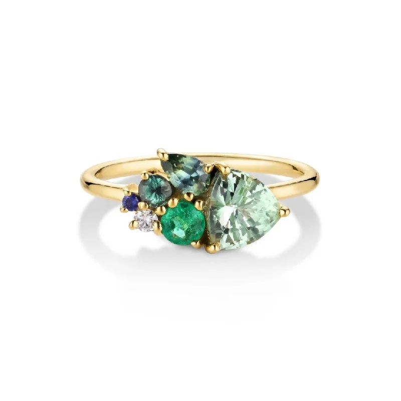 Stackable Wedding Bands in Sterling Silver with Enamel Inlays for a Colorful and Versatile OptionVarnaya Vana 18K Gold Ring w. Tourmaline, Sapphires, Emerald & Diamond