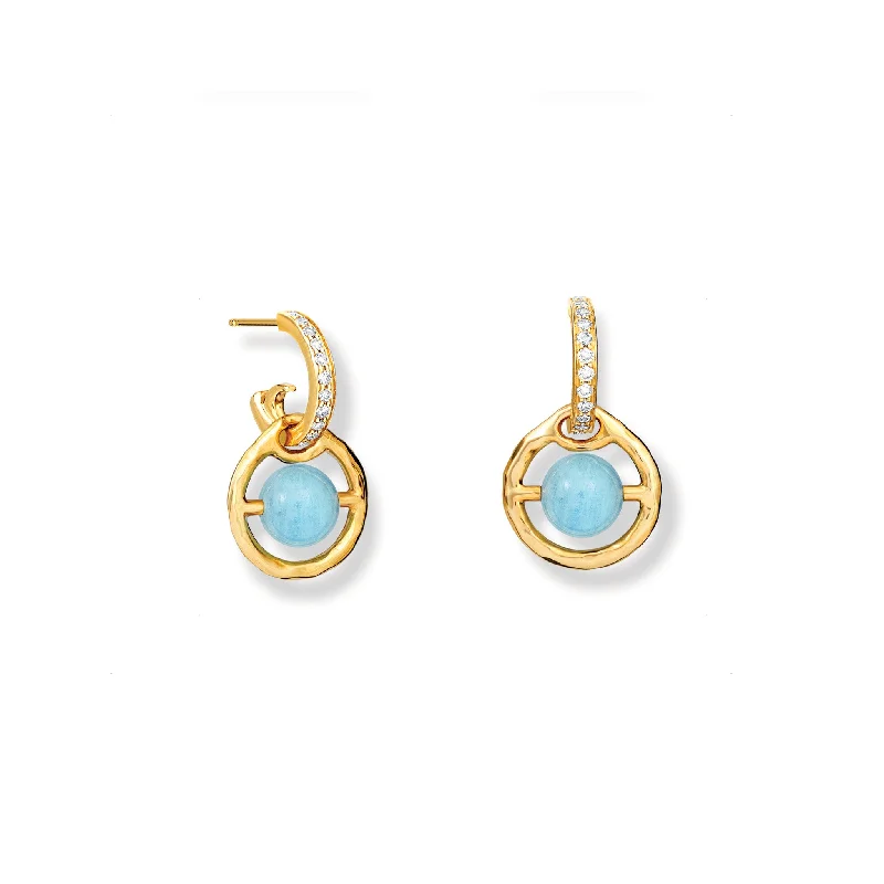 Princess Cut Engagement Rings in 18K White Gold with Micro - Pave Side StonesArchipelago Earring Drops Yellow Gold - Aquamarine