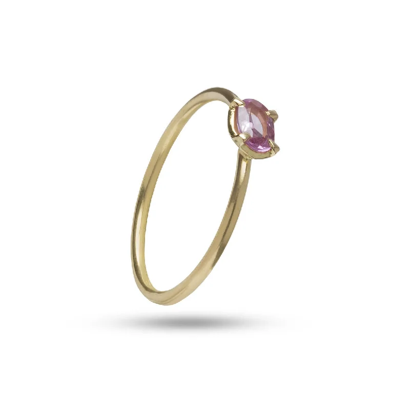 Jasper Gemstone Rings in 18K Gold Vermeil with a Matte Finish for a Subtle and Elegant LookDelicate oval Pink 18K Gold Ring w. Sapphire